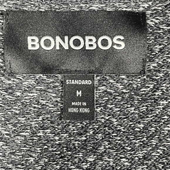 BONOBOS Men's Herringbone Quarter Zip Sweater 100% Merino Wool Gray Size M - Picture 4 of 9